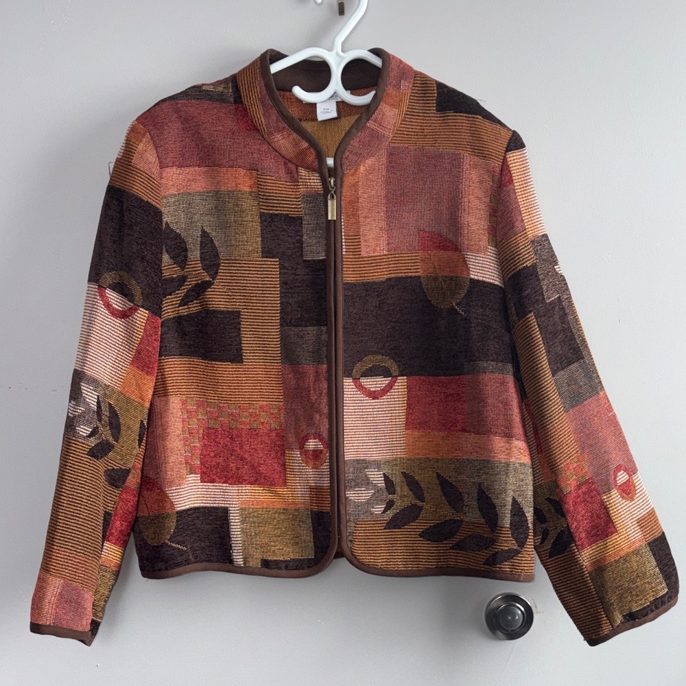 Dress Barn Red and Brown Geometric Blazer